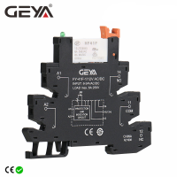 GEYA บางรีเลย์โมดูลวงจรป้องกัน6A รีเลย์12VDC Ac หรือ24VDC Ac หรือ230VAC รีเลย์ซ็อกเก็ต6.2มิลลิเมตรความหนา48โวลต์110โวลต์