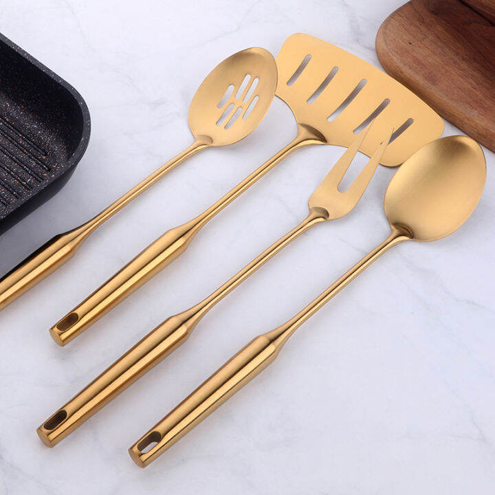 17-pcs-stainless-steel-kitchenware-set-long-handle-cooking-tools-matt-polish-slotted-turner-gold-kitchen-accessories-utensil