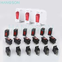 5PCS Rocker Circuit Breaker Switch Red Button 3 Pin Thermal 220V Overload Protector 5A 250VAC Current Circuit Breaker with Light