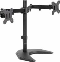 VIVO STAND-V002F Dual LED LCD Monitor Free-Standing Desk Stand for 2 Screens up to 27 Inch Heavy-Duty Fully Adjustable Arms with Max VESA 100x100mm Black