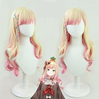 (คอสเพลย์วิกผม) 3แบบ Hololive Momosuzu Nene วิกผมคอสเพลย์ VTuber สีบลอนด์สีชมพูผสมหางม้า/ถักผมปลอมยาวบทบาทสมมุติ