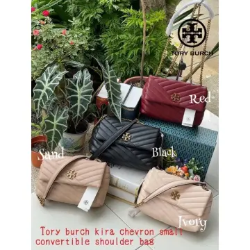 Tory Burch 64963 KIRA CHEVRON SMALL CONVERTIBLE SHOULDER Bag Beige