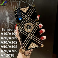 JieFie A10S กาแล็คซี่ของ Samsung/A20S/A30S / A50S / A70S / A7 2018 / A10 / A20 / A30 / A50/A70เคสโทรศัพท์สี่เหลี่ยมชุบโลหะด้วยไฟฟ้าหรูหราดีไซน์ใหม่ฝาครอบโทรศัพท์ลายการ์ตูนน่ารักแวววาว + ที่ยึดแหวน