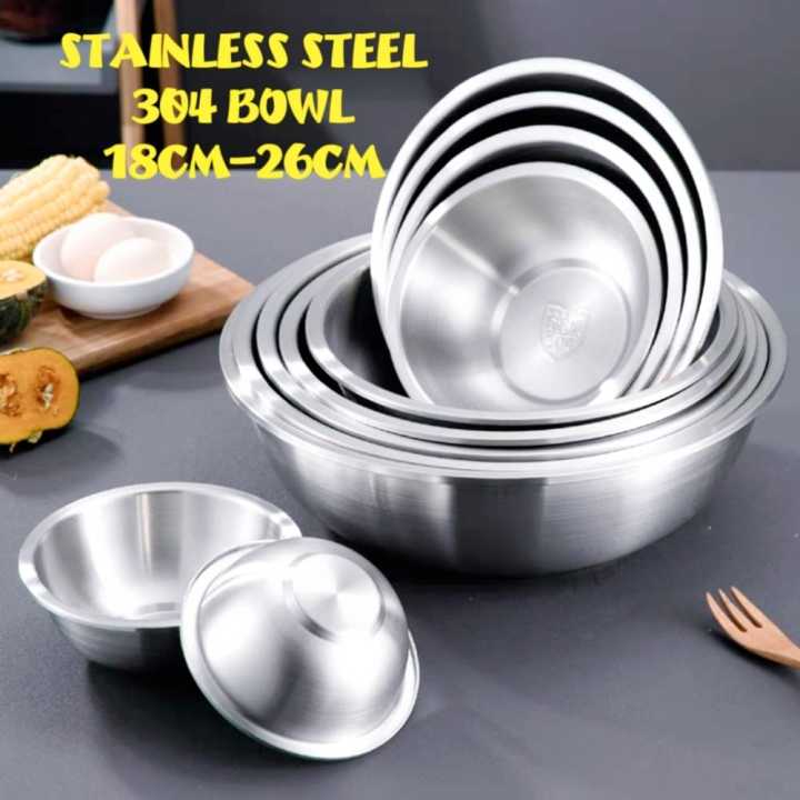 304 Stainless Steel Bowl with Lids Thickened Kitchen Salad Mixing Bowl with  Cover Food Vegetable Soul