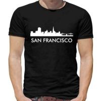 [S-5XL]ใหม่ เสื้อยืดผ้าฝ้ายนิ่ม พิมพ์ลาย San Fransisco Silhouette City Skyline View California ใส่สบาย  BHW6