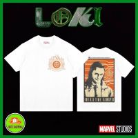 เสื้อยืดแขนสั้นคอกลมเสื้อMarvel ลาย Loki สีขาว ( MX-183 )Cotton 100%  [S-5XL]S-5XL