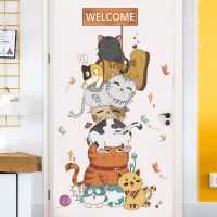 naughty cat pyramid cartoon wall paste childrens room wall decoration self-adhesive painting Decals Eco-friendly Home Deocor Wall Stickers  Decals