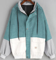 Patchwork Oversize เสื้อแจ็กเก็ตมีซิปเสื้อ Windbreaker เบสบอลผู้หญิง-ชุดเสื้อผ้า