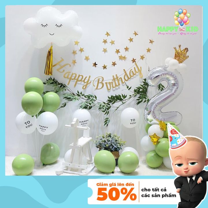 SET trang trí sinh nhật Handmade kiểu Hàn Quốc cho bé trai bé gái tặng kèm  bơm bóng và băng keo  MixASale