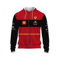 2022 Hot Selling NewF1 Formula One Ferrari Team Red Short-Sleeved Out Of Print Spanish Santander Joint Racing Hoodie RedPullover