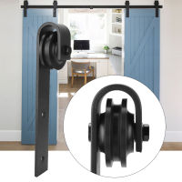 1 Pair Mute Carbon Steel Sliding Rail Pulley Track Rail Roller Set Sliding Barn Door Hardware Kit