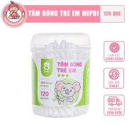 CHÍNH HÃNG Tăm bông trẻ em cao cấp 120 que hộp Mipbi