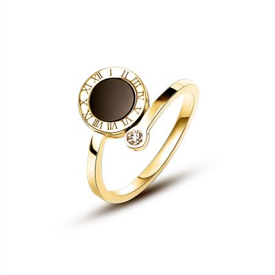 Classic Roman Digital Black Piece stainless steel Rings For Woman Korean Fashion Jewelry Unusual Accessories for Goth girls