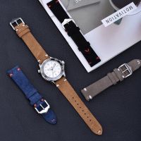 Tali jam tangan kulit Suede Vintage kualitas tinggi tali pengganti tali jam tangan coklat hitam untuk Aksesori jam 20mm 22mm