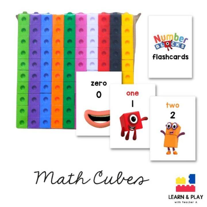 100 Pieces Math Linking Cubes 2cm With Free Numberblocks Laminated 