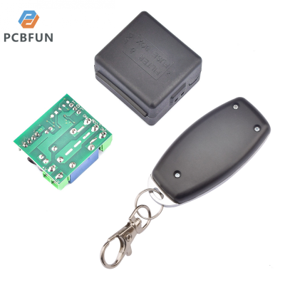 pcbfun โมดูลเอาท์พุทรีเลย์แหล่งจ่ายไฟ DC12V 1ช่องสัญญาณ433MHz ควบคุมการเข้าถึงสวิตช์รีโมทคอนโทรลระยะไกลไร้สายสวิตช์เรียนรู้