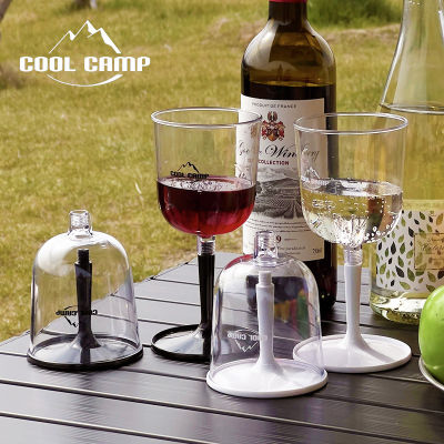 COOLCAMP ถ้วยพลาสติกกันหล่นสำหรับตั้งแคมป์กลางแจ้งถ้วยไวน์แดงถอดออกได้ถ้วยถ้วยไวน์แชมเปญแบบพกพา