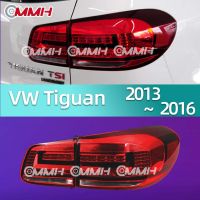 VW Tiguan 2013-2016 Volkswagen Tiguan เสื้อ​ไฟท้าย ไฟท้าย​แต่ง ไฟท้ายไฟเบรค​ ไฟเลี้ยว Taillamp Taillight ไฟท้าย​ พร้อมทับทิม ไฟท้ายกันชนหลังสําหรับ​ ทับทิมในฝาท้ายไฟท้าย