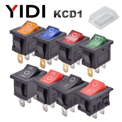 10pcs/lot KCD1 Mini 6A 250VAC Rocker Switch ON OFF SPST 12V 220V Red Green Blue Light Rocker Toggle Switch ON-ON/ON-OFF-ON