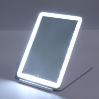 [wilkl] LED Light Mirror 3 Colors Light Modes Rechargable Portable Folding Travel Mirror For Women White