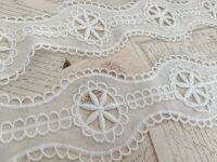 3 Yards Cotton Lace Flower Trim Off White Embroidery Eyelet Bordered Floral for Dress Accessories, Colthing,Millinery