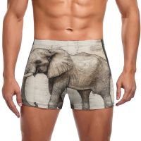 Elephant Swimming Trunks Pencil Drawing High Detail Stay-in-Shape Custom Swim Boxers Plus Size Training Man Swimwear Swimwear