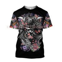 Summer fashion beautiful Samurai tattoo T-shirt 3D printing men shirt Harajuku short sleeve T-shirts Unisex tops