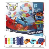 Changeable Track with LED Light-Up Race Car Flexible Assembled Track Birthday Gift for Kids Boys Girls MC889
