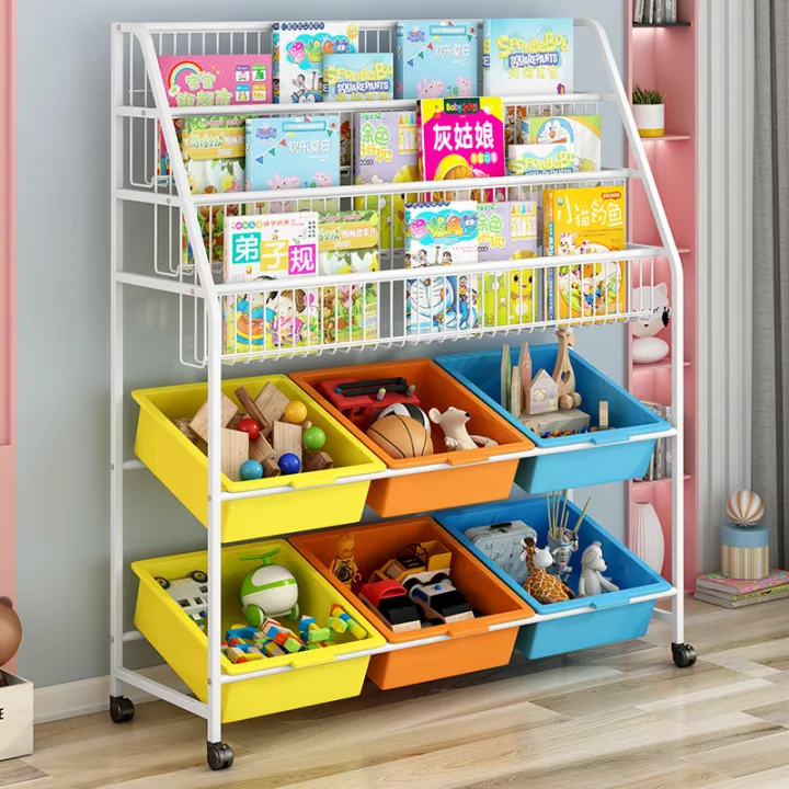 LOOGU COD Local Delivery Kids BookShelf With Toy Basket Bins Storage