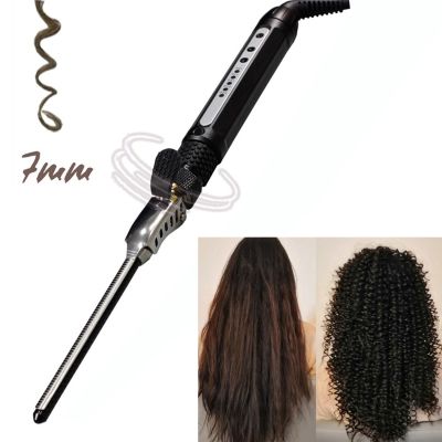【CC】 Small Hair Curler 7mm Curling Iron Beach Wand Electric Crimper for Men Bangs Styling Tools