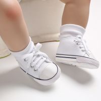 COD DSFGREYTRUYTU Baby Canvas Sports Sneakers Newborn Baby Boys Girls Print Star First Walkers Shoes Infant High Cut Shoes