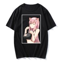 ญี่ปุ่นอะนิเมะศูนย์สองแขนสั้นที่รัก Franxx เสื้อยืดผู้ชายฮิปฮอปถนนเสื้อผ้าประเดิมผู้หญิงแฟชั่นเสื้อยืดที่มีคุณภาพสูงเสื้อยืด