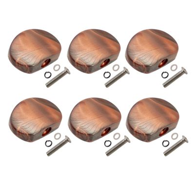 ‘【；】 6 Pcs Semicircle Shape Electric Guitar Tuning Pegs Cap Tuners Machine Head Replacement Buttons Knobs, Coffee