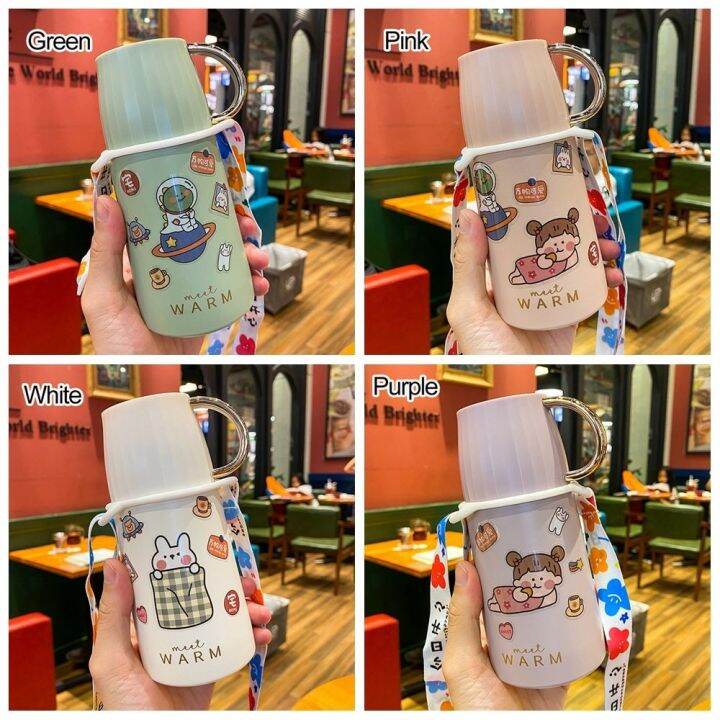 heat-preservation-304-stainless-steel-portable-thermos-cute-thermal-flask-insulated-cups-cartoon-vacuum-cup-with-belt