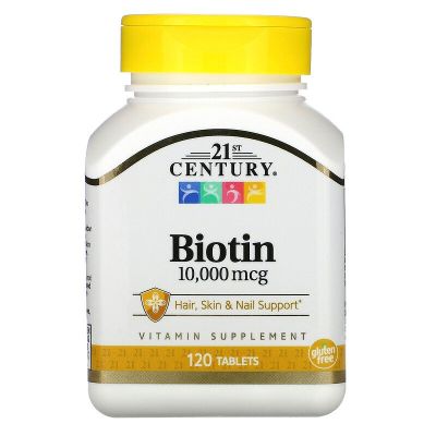 Biotin 10,000 mcg (120 Tablets) - 21st Century ไบโอติน