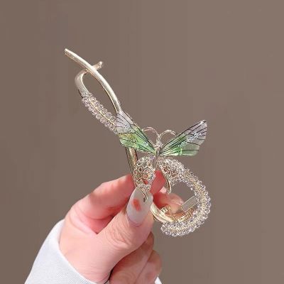 Korean Style Butterfly cicada wing inlaid with diamond twist clip curler hair clip hair ornament light luxury ornament