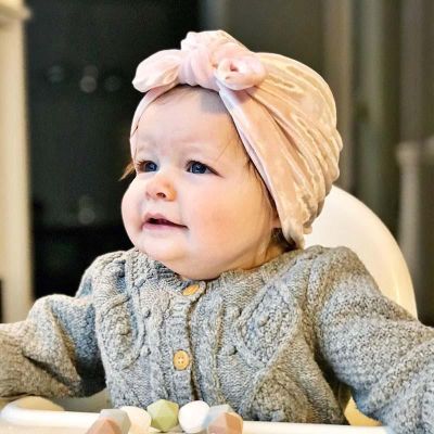 MyBaby Cute Baby Girl Knit Floral Bowknot Elastic Hollow Hats Cap
