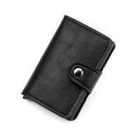 【CC】☋☞☢  Rfid Blocking Protection Men Credit Card Holder Wallet Leather Metal Aluminum Business Bank CreditCard Cardholder