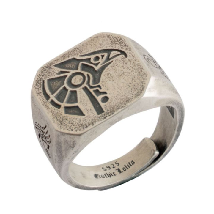 เทพเจ้าอียิปต์-helus-แหวนลายตาที่เป็นเอกลักษณ์สำหรับผู้ชายวินเทจพังค์แฟชั่นแหวนปรับขนาดได้เครื่องประดับของขวัญครบรอบ