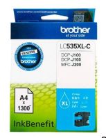 ตลับหมึกอิ้งค์เจ็ท Brother LC 535 XL, C สีฟ้า ​ แบบมีกล่อง​ ของแท้​ 100%