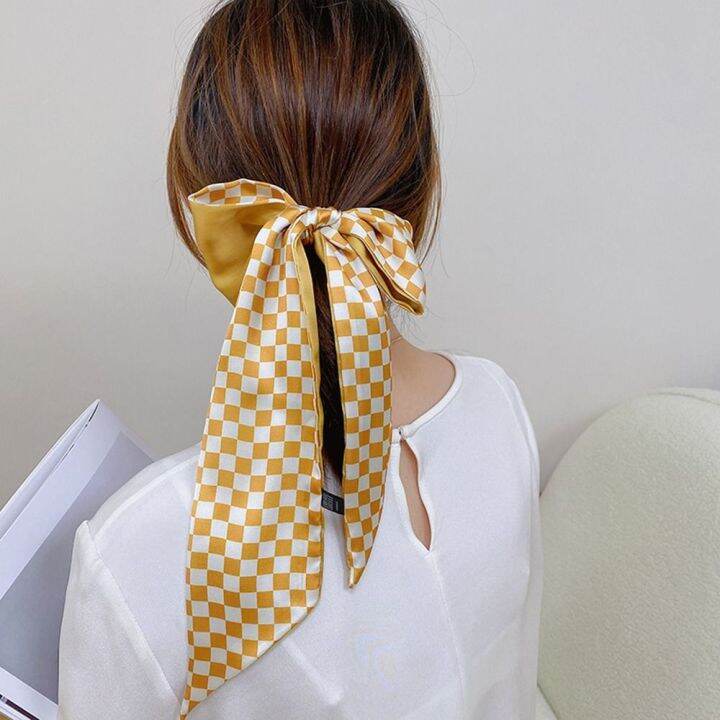 Fashion Print Hair Ribbon Scarf Women Neck Tie Bag Scarfs Satin