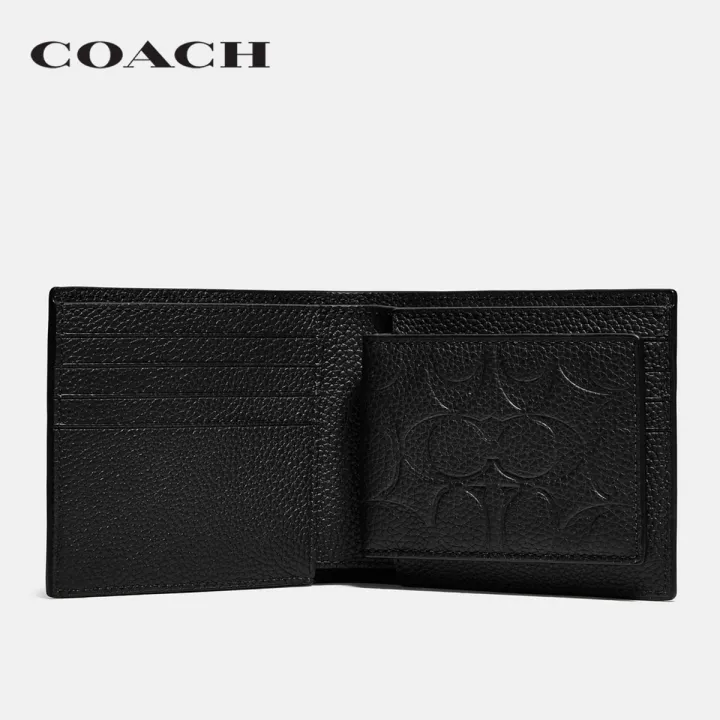coach-กระเป๋าสตางค์ผู้ชายรุ่น-3-in-1-wallet-in-signature-leather-สีดำ-c1231-blk