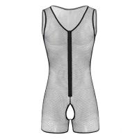 Sexy Lingerie See Through for Mens Open Crotch Fishnet Bodysuit Hollow Out Sissy Leotard Body Suit Sleeveless