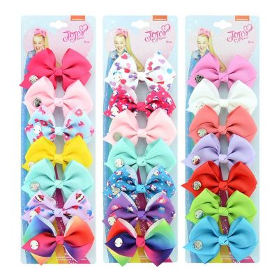 6 7pcs/Set JOJO Siwa Printed Rainbow Mermaid Unicorn Hair Bows Baby Girl Boutique JOJO Clip Hair Clip Hairgrips Hair Accessories