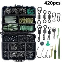 160-420Pcs/Box Including Boilie Bait Screw Accessories Swivels Hooks Anti Tangle Sleeves Hook Stop Beads Carp Fishing Tackle Kit Accessories