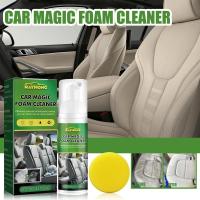 Car Interior Foam Cleaner Multi-Use Foaming Cleaner Spray With Sponge 60ml - Powerful Stain Removal Kit For Car Carpet Leather Upholstery Care