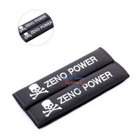 2ชิ้นสำหรับ Zeno Power Logo แผ่นปิดเข็มขัดนิรภัยรถยนต์แผ่นรองไหล่สำหรับ Honda Subaru Renault Rover เบาะรองหนังคาร์บอนไฟเบอร์