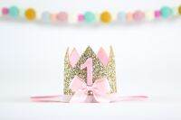 【Fun party】 Birthday1stGlitter ครั้งแรก BowGirlBirthday พรรค CrownCrownYear เก่าหมวกแววทอง