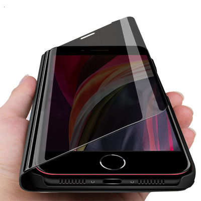เคสสำหรับ iPhone 15 14 13 12 11 Pro Max 15 14 Plus กระจกสมาร์ทพับฝาเป็นฐานหนังแม่เหล็ก PU ฝาครอบโทรศัพท์