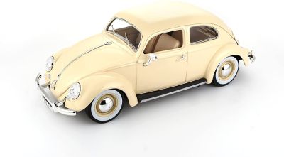 รถโมเดล 1955 VW Volkswagen Kafer Beetle อัตราส่วน 1:18 ออกแบบสมจริง สีสันสวยงาม - BBURAGO 18-12029 Cream